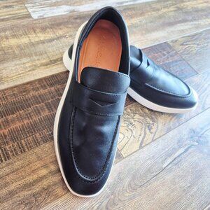 NWoB Wolf & Shepherd $279 Crossover Penny Loafers Black Leather